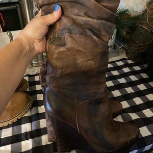 Jessica Simpson Scrunch multi color brown leather boots‎